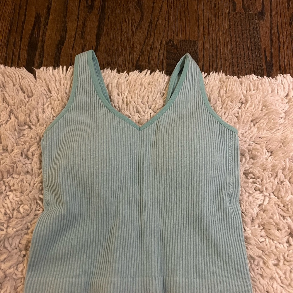 Women's Ribbed Tank Top - Light Blue, padded, S